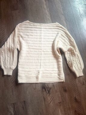 SHEIN Cream Cable Knit Boatneck Sweater